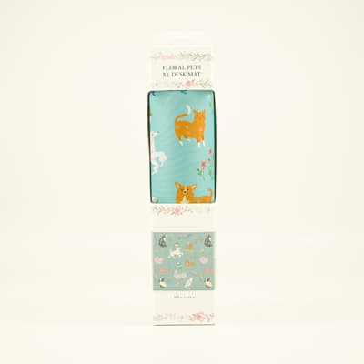 XL Flower and Pets Print Desk Mat