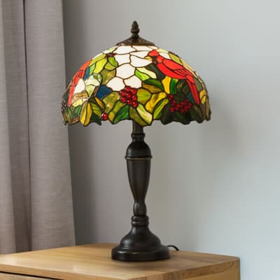 Cardinal Stained Glass Lamp