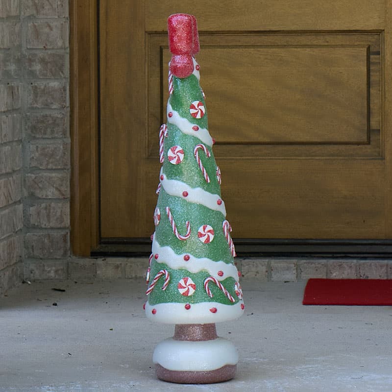 Good Vintage Christmas Green Gingerbread Tree Lighted Blow Mold