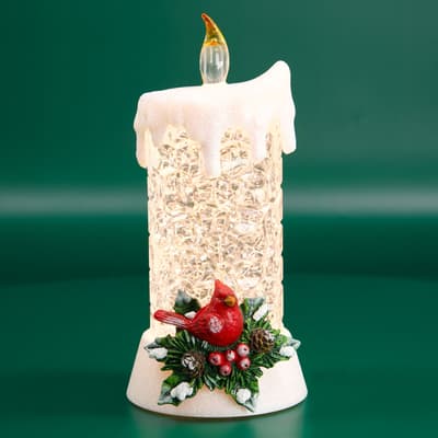 Cardinal Candle Glitter Globe