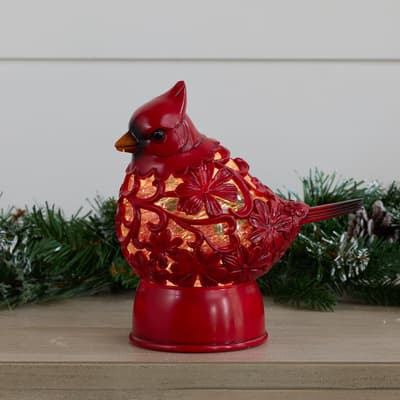 Cardinal Figural Glitter Globe