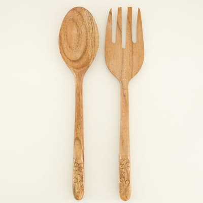 Wooden Serving Utensils Set Of 2