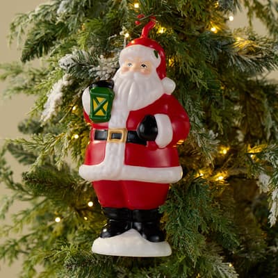 LED Santa with Lantern Blow Mold Ornament