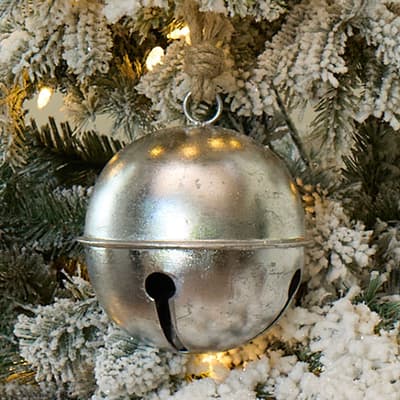 Oversized Silver Jingle Bell Ornament