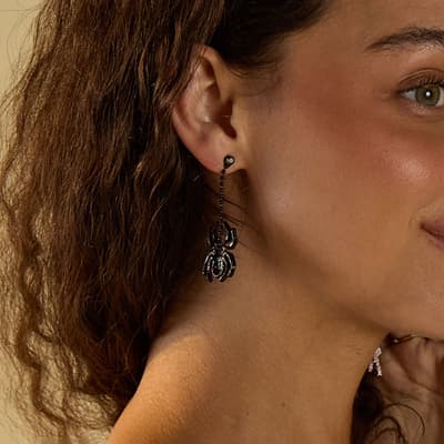 Black Spider Dangle Earrings