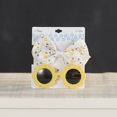 Infant Headband and Flower Sunglasses Set