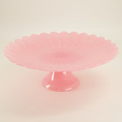 Glass Pink Flower Cake Stand