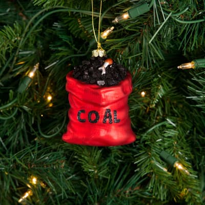 Glass Sack of Coal Ornament