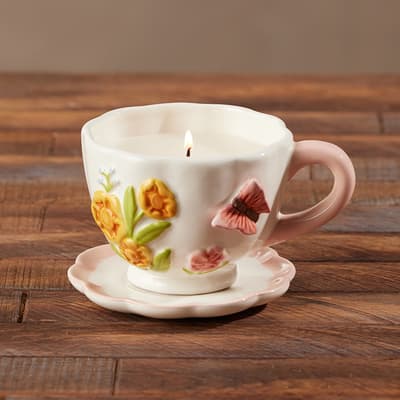 Rose Tea Cake Cup and Saucer Candle