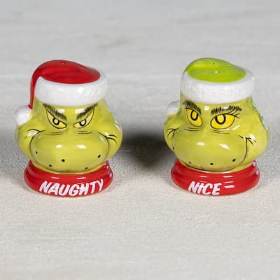 Dr. Seuss Naughty and Nice Grinch Salt and Pepper Set