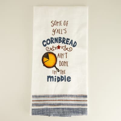 Cornbread Embroidered Tea Towel