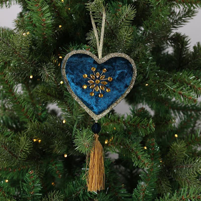 Velvet Heart with Tassel Ornament