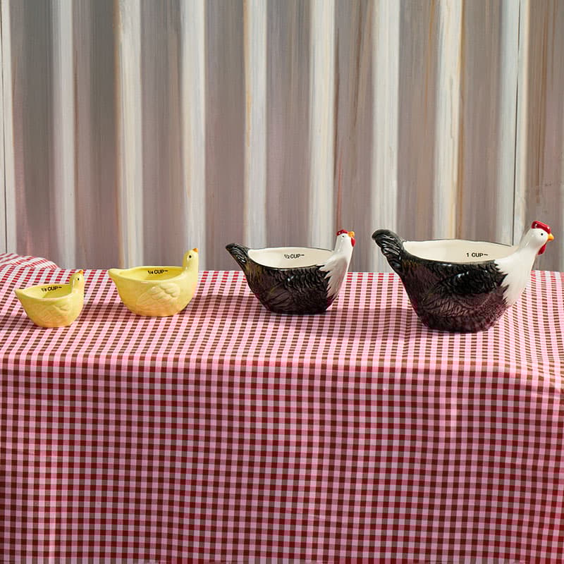 Stoneware Rooster and Chicks Measuring Cups