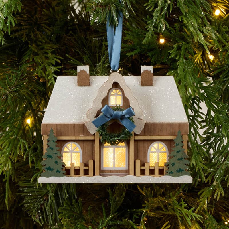 LED House Ornament Cracker Barrel