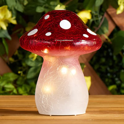 LED Cracked Glass Mushroom - Red