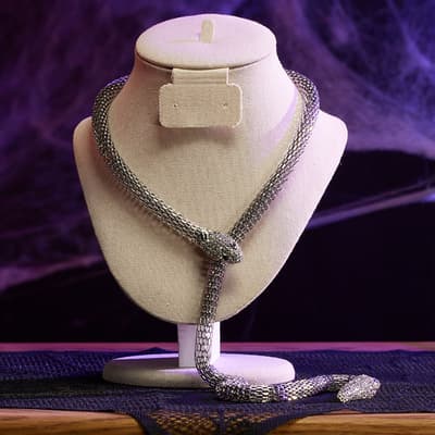Bling Snake Wrap Necklace - Silver