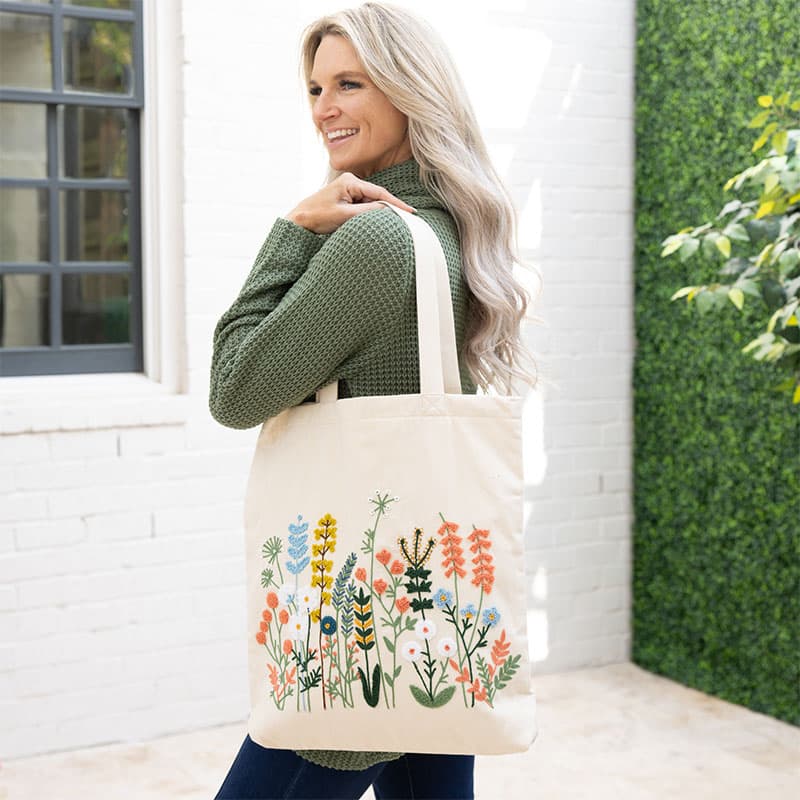Floral Embroidered and Beaded Tote - Cracker Barrel