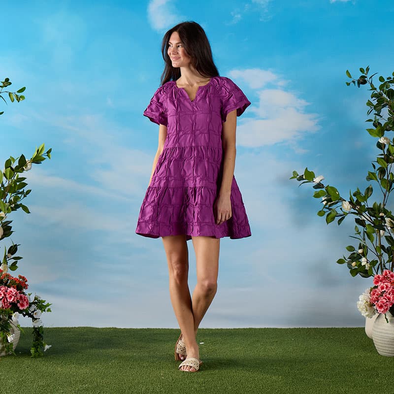 Magenta Pintuck Dress - Cracker Barrel