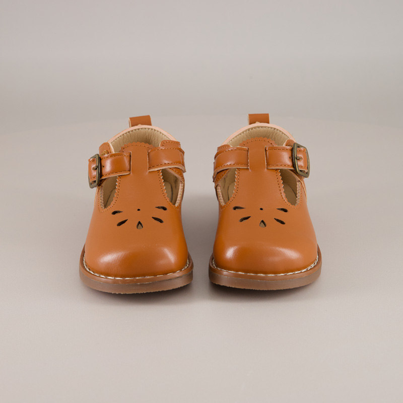 Toddler Mary Jane Cutout Detail Brown Shoes - Cracker Barrel