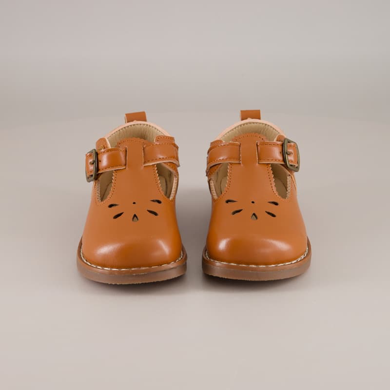Toddler Mary Jane Cutout Detail Brown Shoes - Cracker Barrel