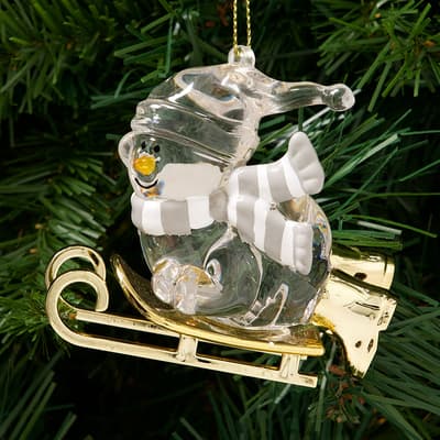 Sledding Snowman Ornament