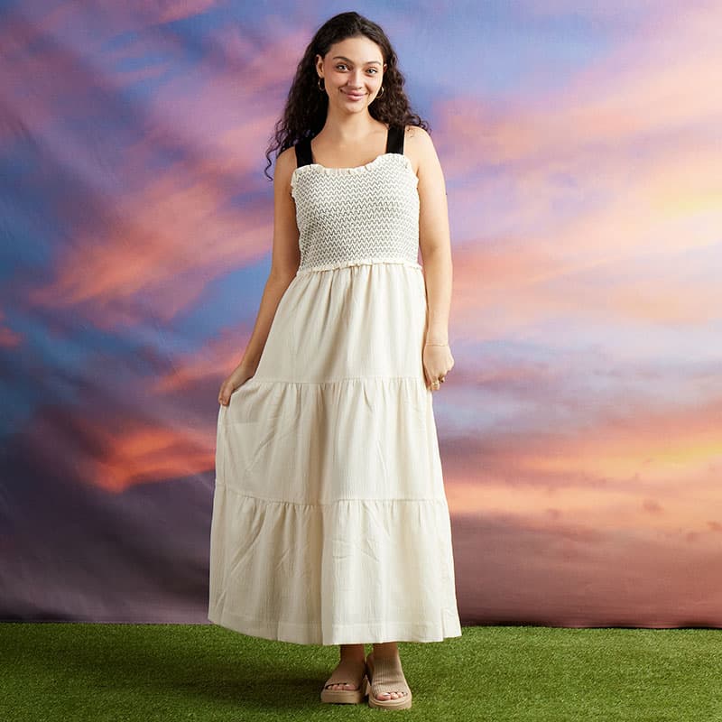 fitted lace wedding dress GRACE KARIN Summer Dresses for Women 2026 Vacation,Smocked Floral Maxi  Dresses,Boho Beach Long Sundress Beige Black S at Amazon Women's Clothing  store main image 0