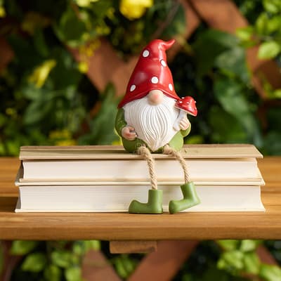 Gnome with Mushroom Shelf Sitter