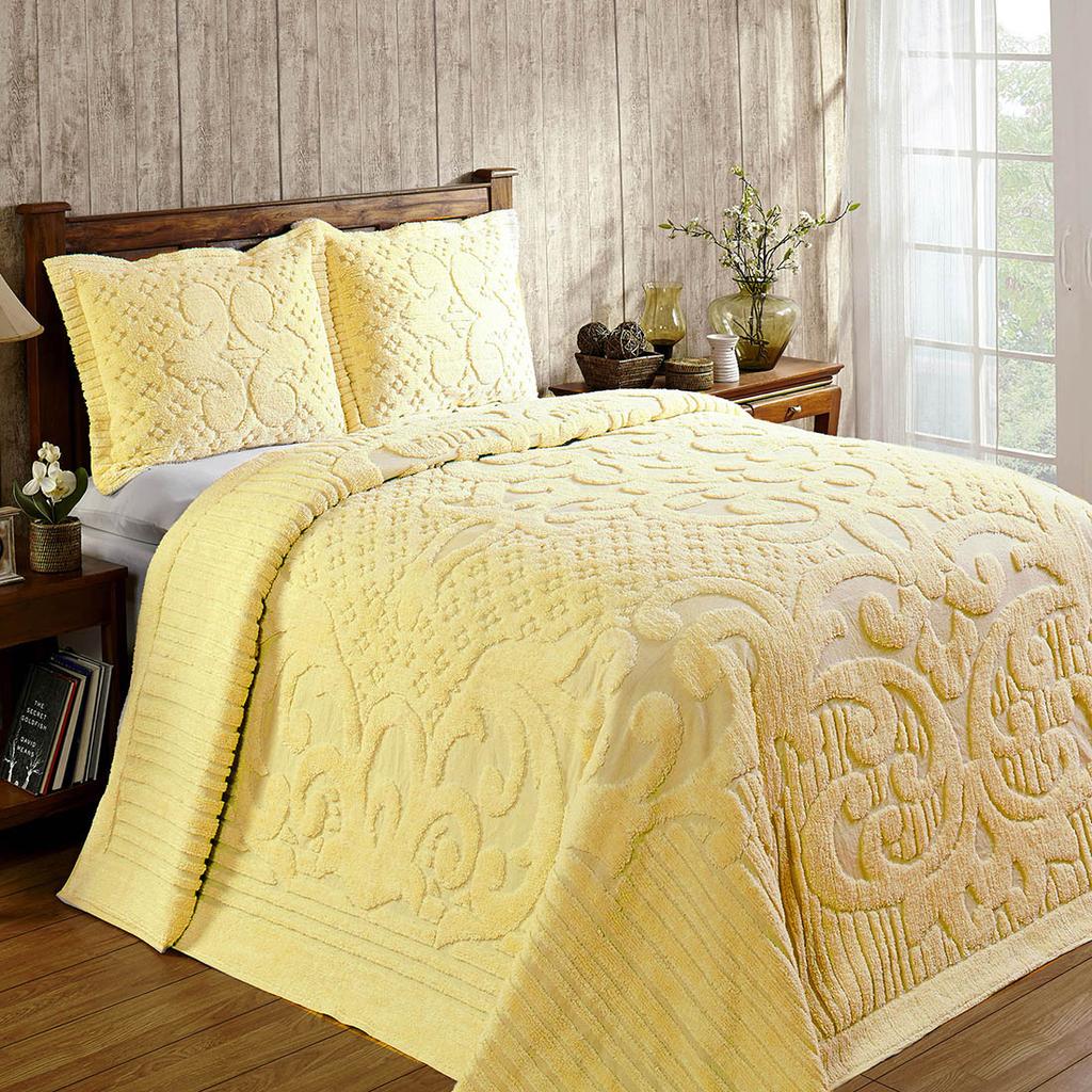 Ashton Yellow Tufted Chenille Bedspread - Queen - Cracker Barrel