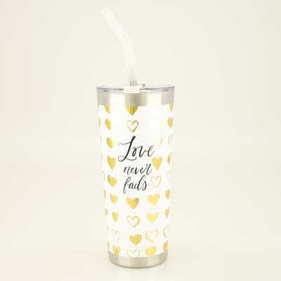Love Never Fails 22 Oz. Tumbler with Straw