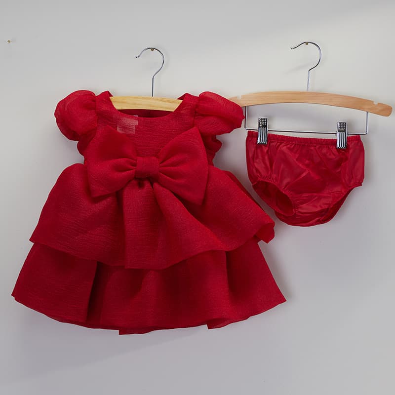 red holiday bow dress Noelle Red Bow Square Neck Mini Dress – Perfect Holiday Fit – L. Mae  Boutique main image 0