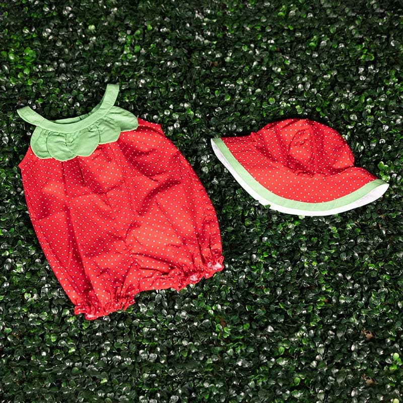 Infant Strawberry Romper with Hat - Cracker Barrel