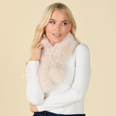 Ivory Faux Fur Skinny Pull Thru Scarf
