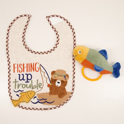 Fishing Up Trouble Bib and Rattle Set
