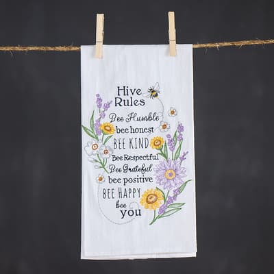 Hive Rules Embroidered Flour Sack Towel