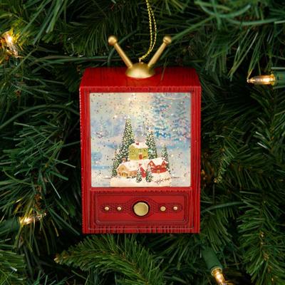 Retro TV Glitter Globe Ornament
