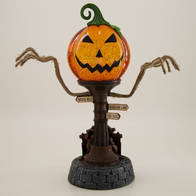 Pumpkin Street Post Glitter Globe