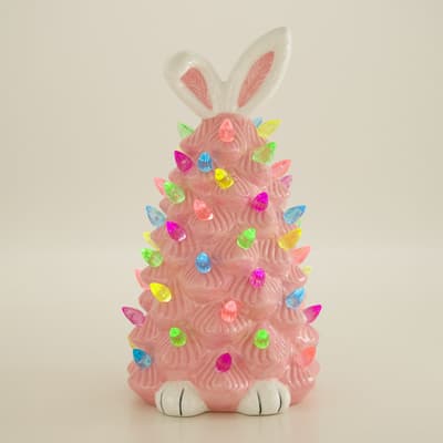 Light Up Ceramic Bunny Tree