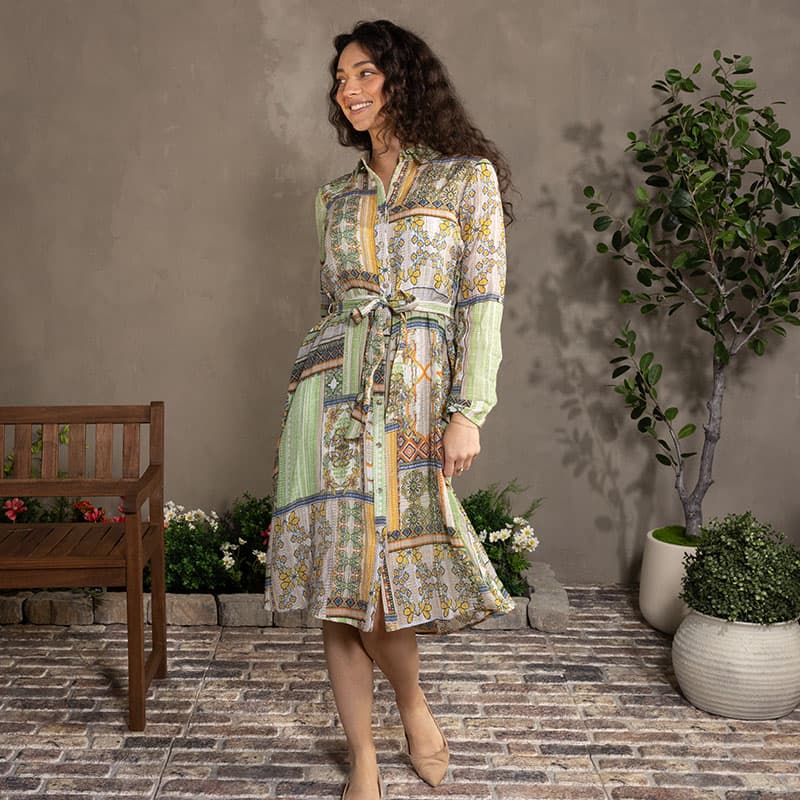 Patchwork Print Shirt Dress - Cracker Barrel