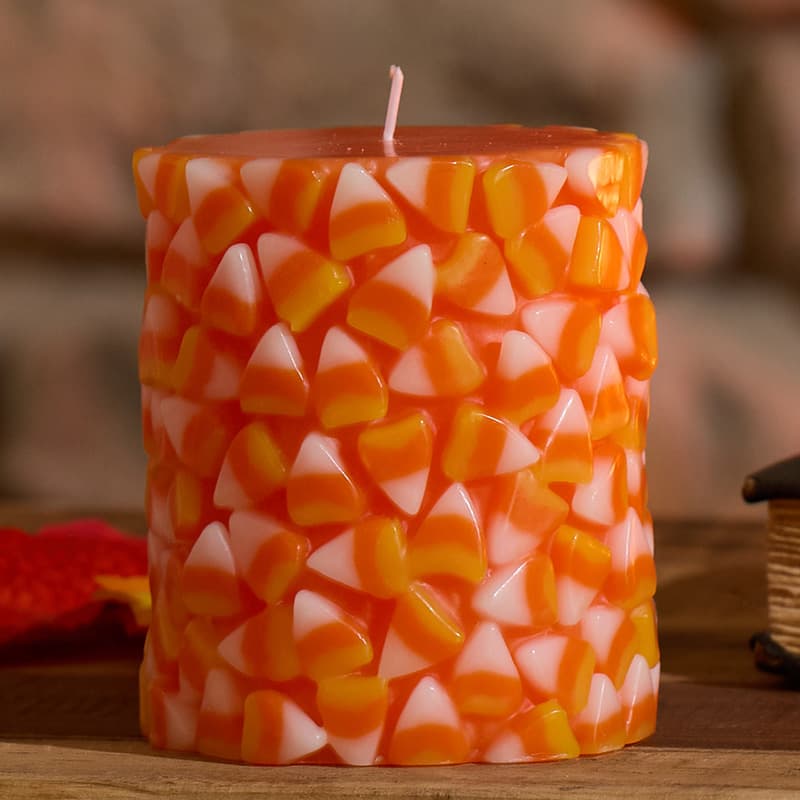 Candy Corn Pillar Candle Cracker Barrel