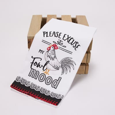 Fowl Mood Embroidered Flour Sack Towel