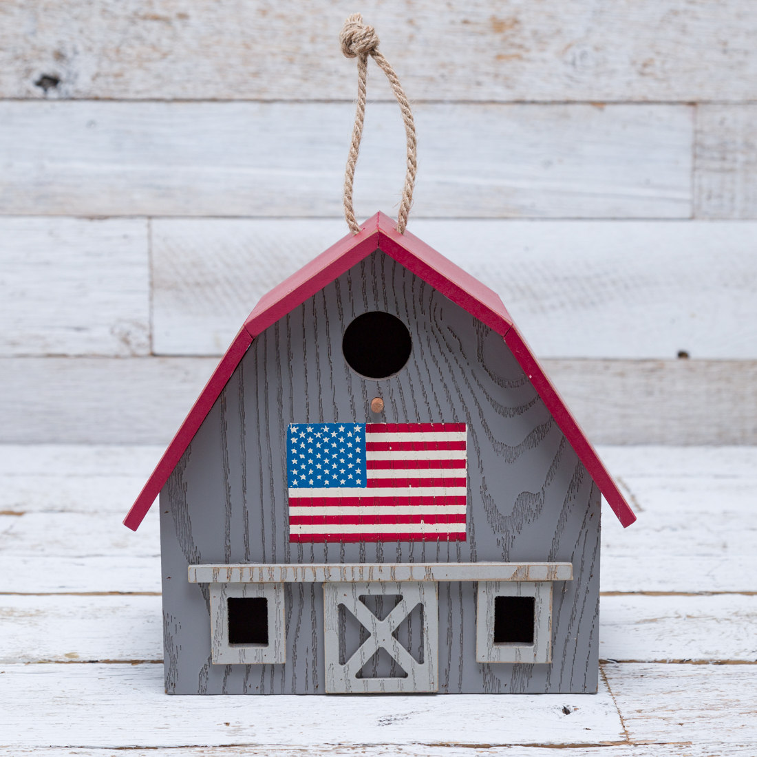 Patriotic Barn Birdhouse Cracker Barrel