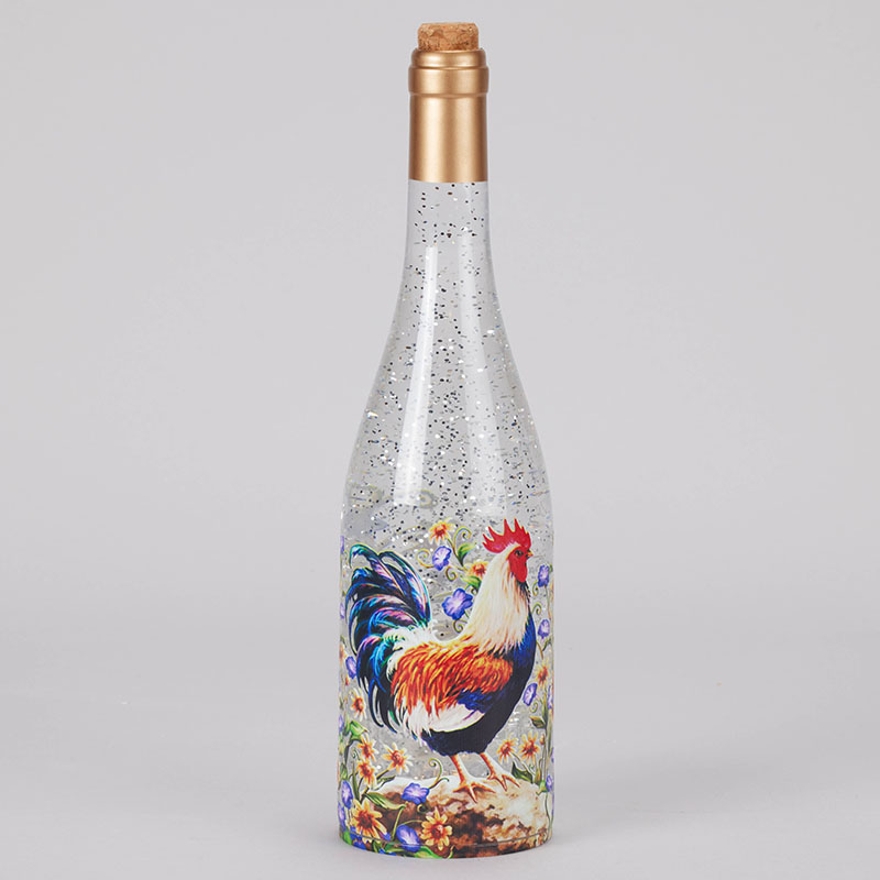 Rooster Bottle Glitter Globe Cracker Barrel