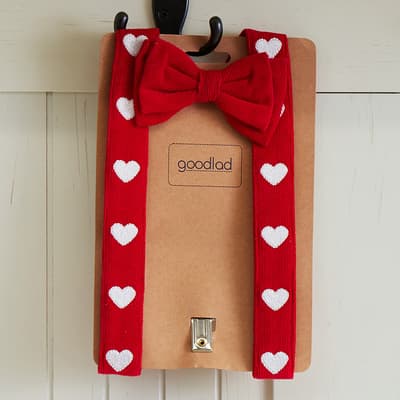 Heart Suspender and Red Bowtie Set