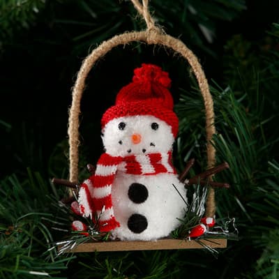 Snowman on Swing Ornament