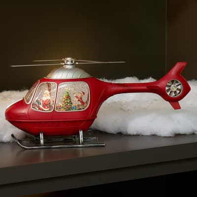 Santa's Helicopter Glitter Globe