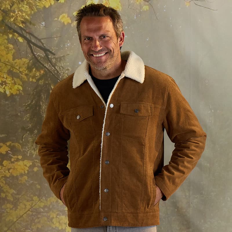 Brown Corduroy Jacket with Sherpa Liner Cracker Barrel