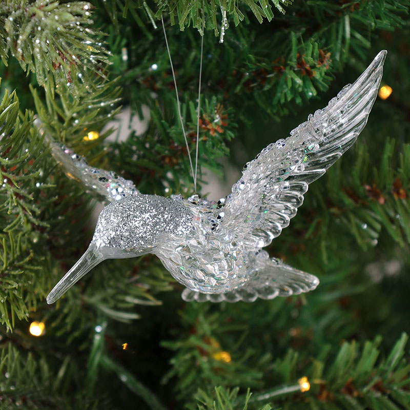 Silver Sequin Hummingbird Ornament Cracker Barrel