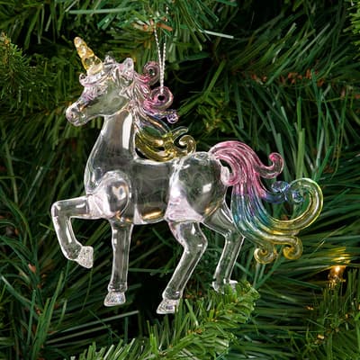 Unicorn with Multi Color Mane Ornament