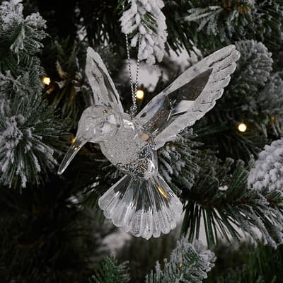 Frosted Clear Acrylic Hummingbird Ornament