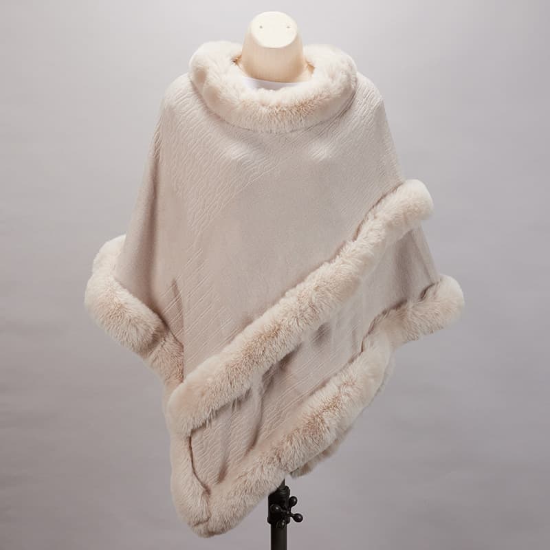 Tan Faux Fur Trim Wrap Cracker Barrel